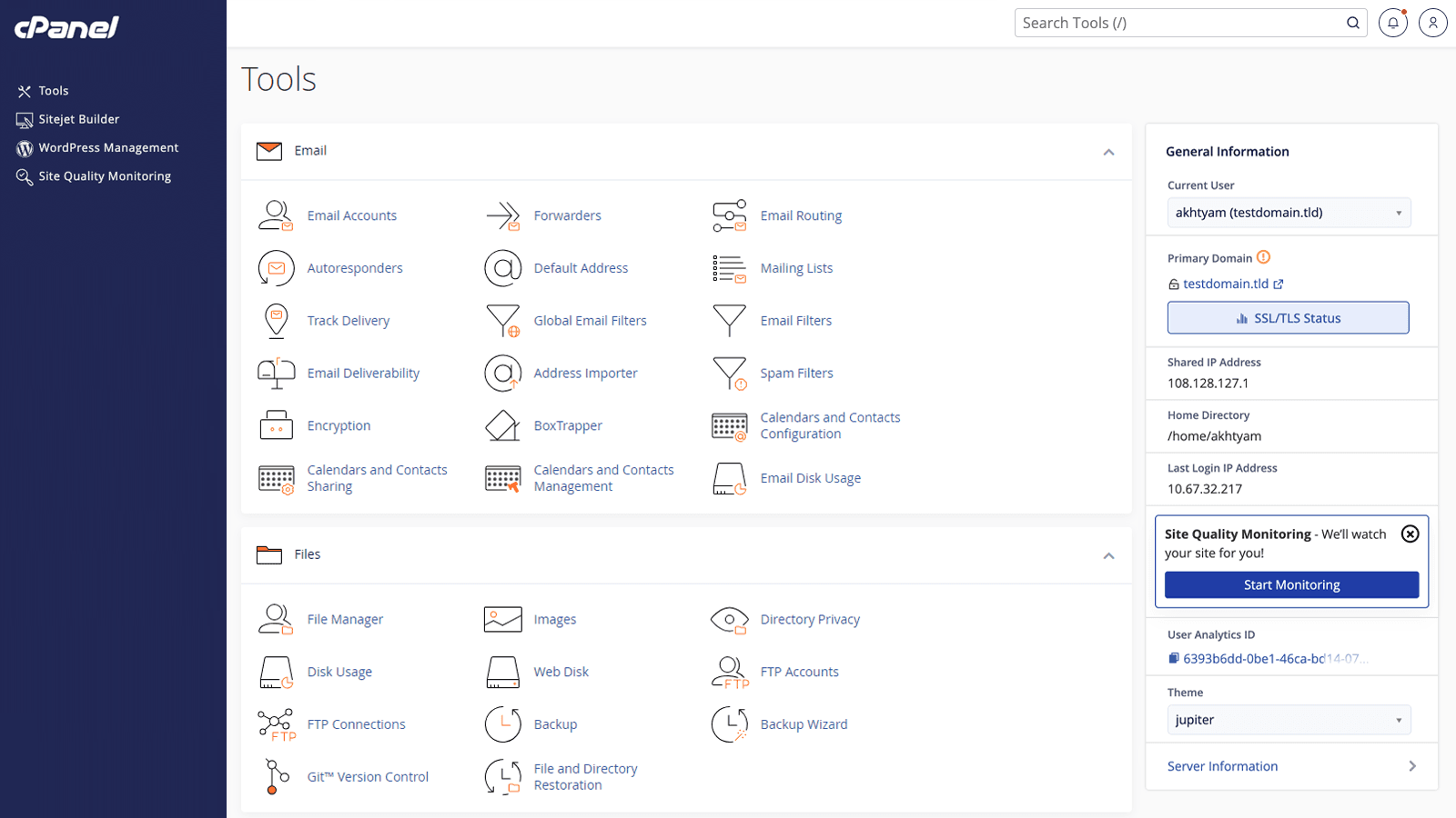 cPanel Interface 1